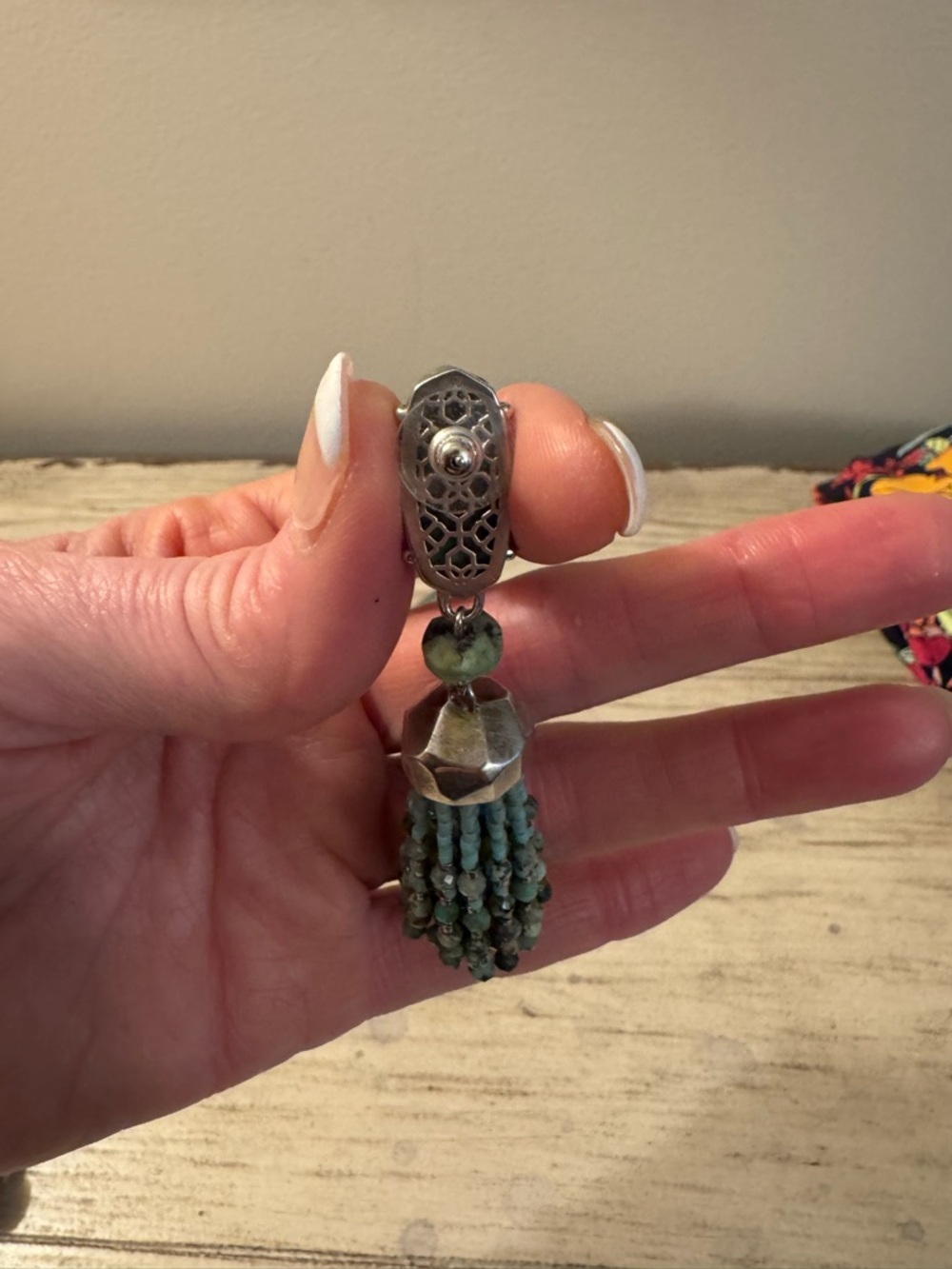 Kendra Scott RARE Silver & Turquoise Dove Tassel Earrings. Gorgeous. Worn 2x. - Picture 4 of 5